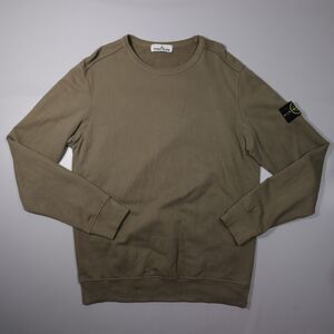 Stone Island Brushed Cotton Fleece Green Crew Neck Sweatshirt Mens XL
